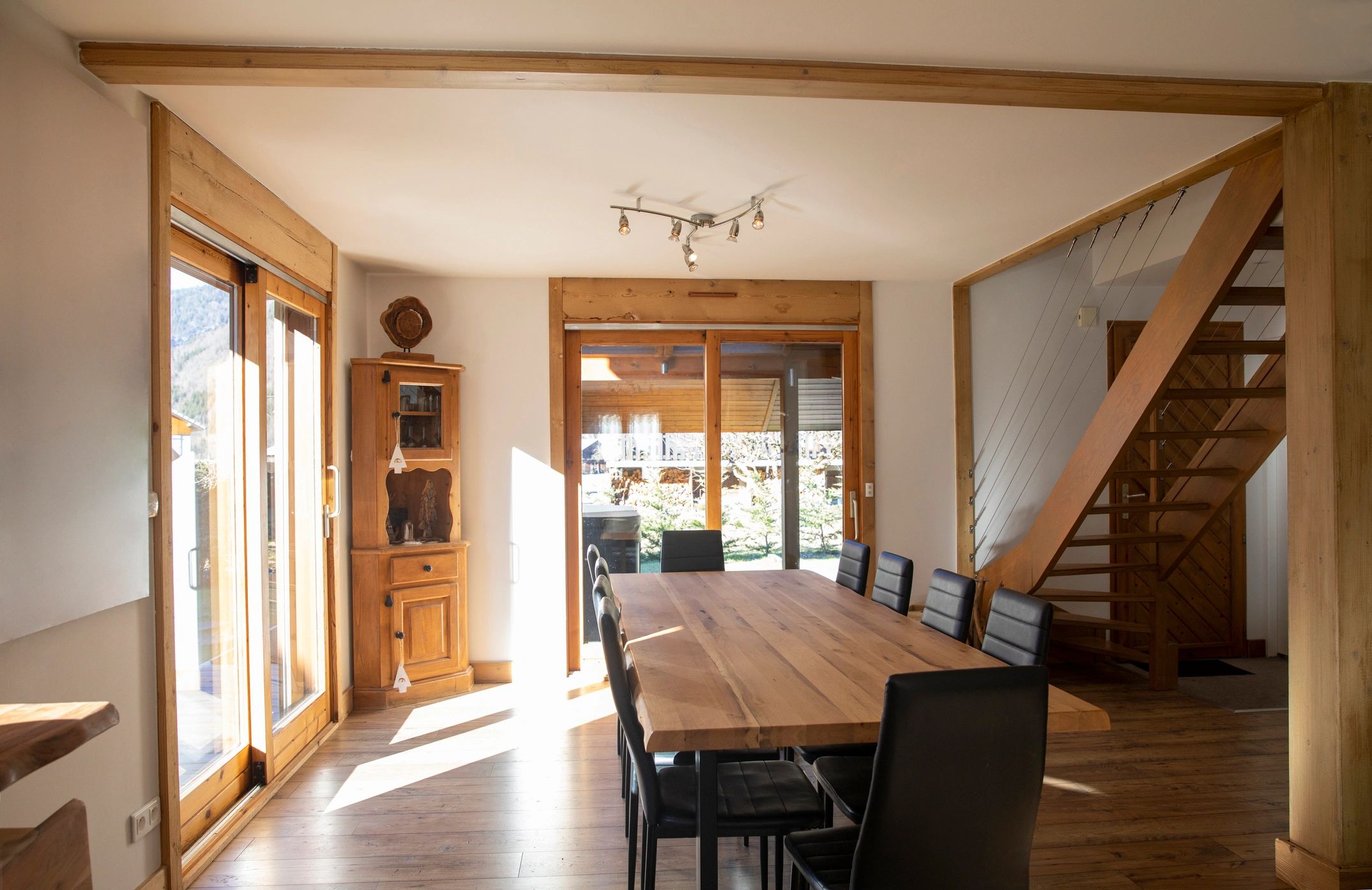 Staged dining room prepared for listing photos